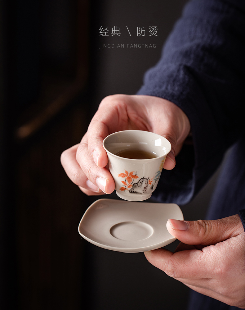 Kung fu tea cup pad supporting tea cup Japanese ceramics China tea accessories zero wind restoring ancient ways with small tea cup mat