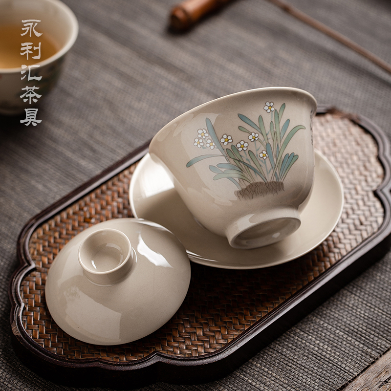 Wynn collect three to a single manual small tea tureen tea kungfu cup three fort jingdezhen ceramic bowl