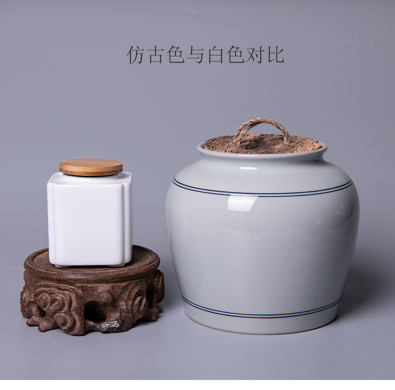 Jingdezhen ceramic large pu 'er tea, green tea caddy fixings household seal storage POTS of tea tea urn medium bucket