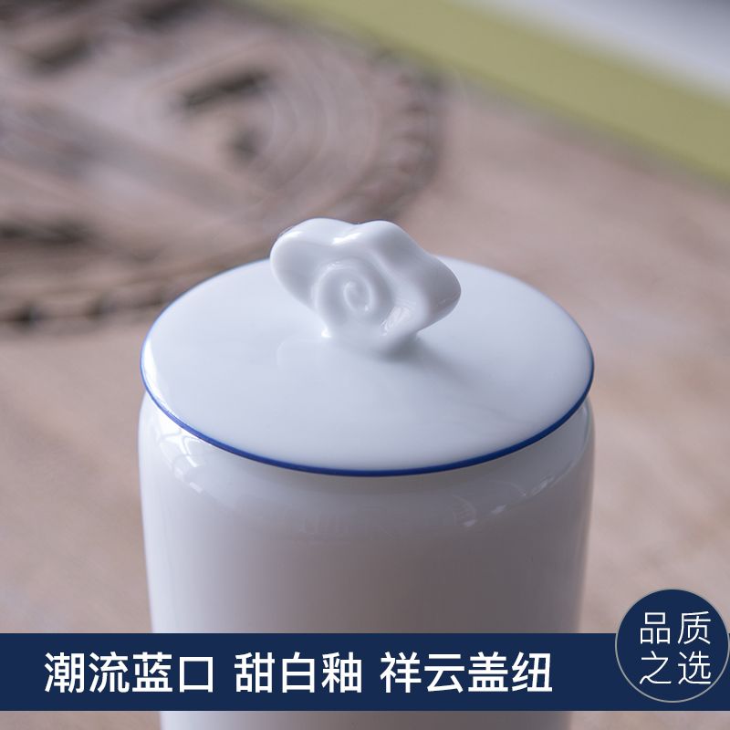 Portable caddy fixings ceramic small store receives deposit sealed as cans white porcelain tea POTS with household travel tea caddy fixings