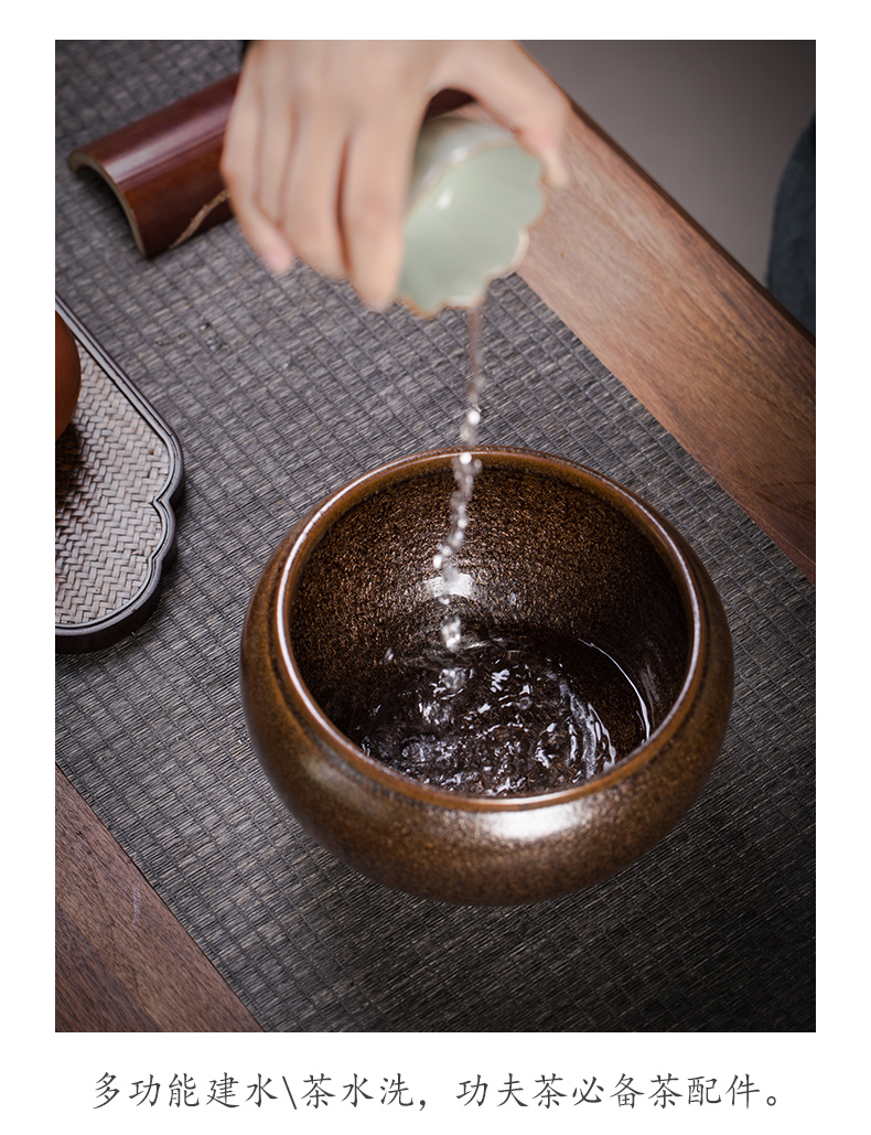 Kung fu tea accessories tea vintage Japanese zen ceramic tea in hot wash large small cylinder water jar home writing brush washer