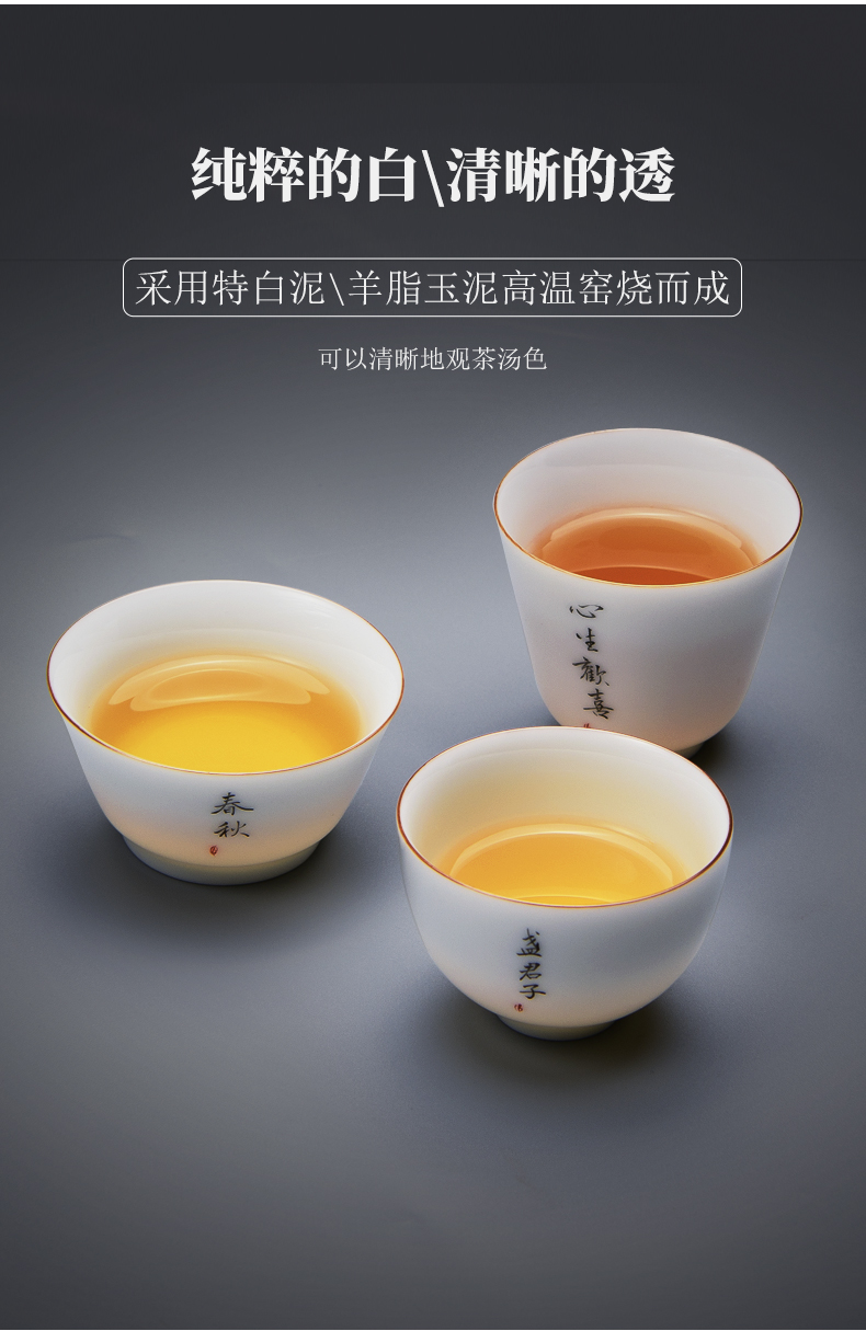 Private custom kung fu tea cups one white porcelain master single cup of jingdezhen ceramic tea set tureen custom - made sample tea cup