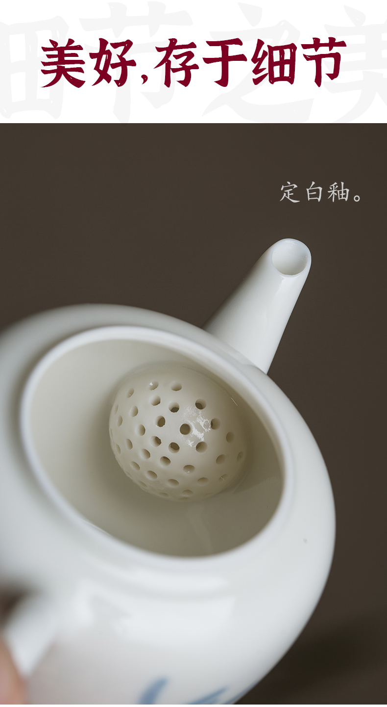 Twenty - four ware ceramic tea Japanese one little teapot with a single pot of filtering the mini jingdezhen blue and white porcelain