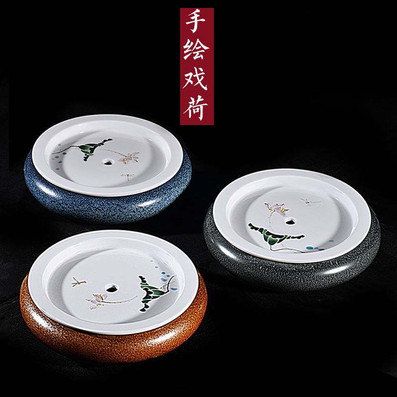 The Pot bearing Pot holder, dry mercifully machine ceramic hand - made dry mercifully small Japanese kung fu tea tray was circular water, after the tea accessories