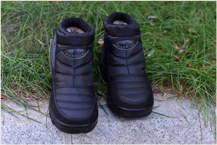 Kéo lại đôi giày cotton mùa đông cho nam trung niên giày boot nam da bò