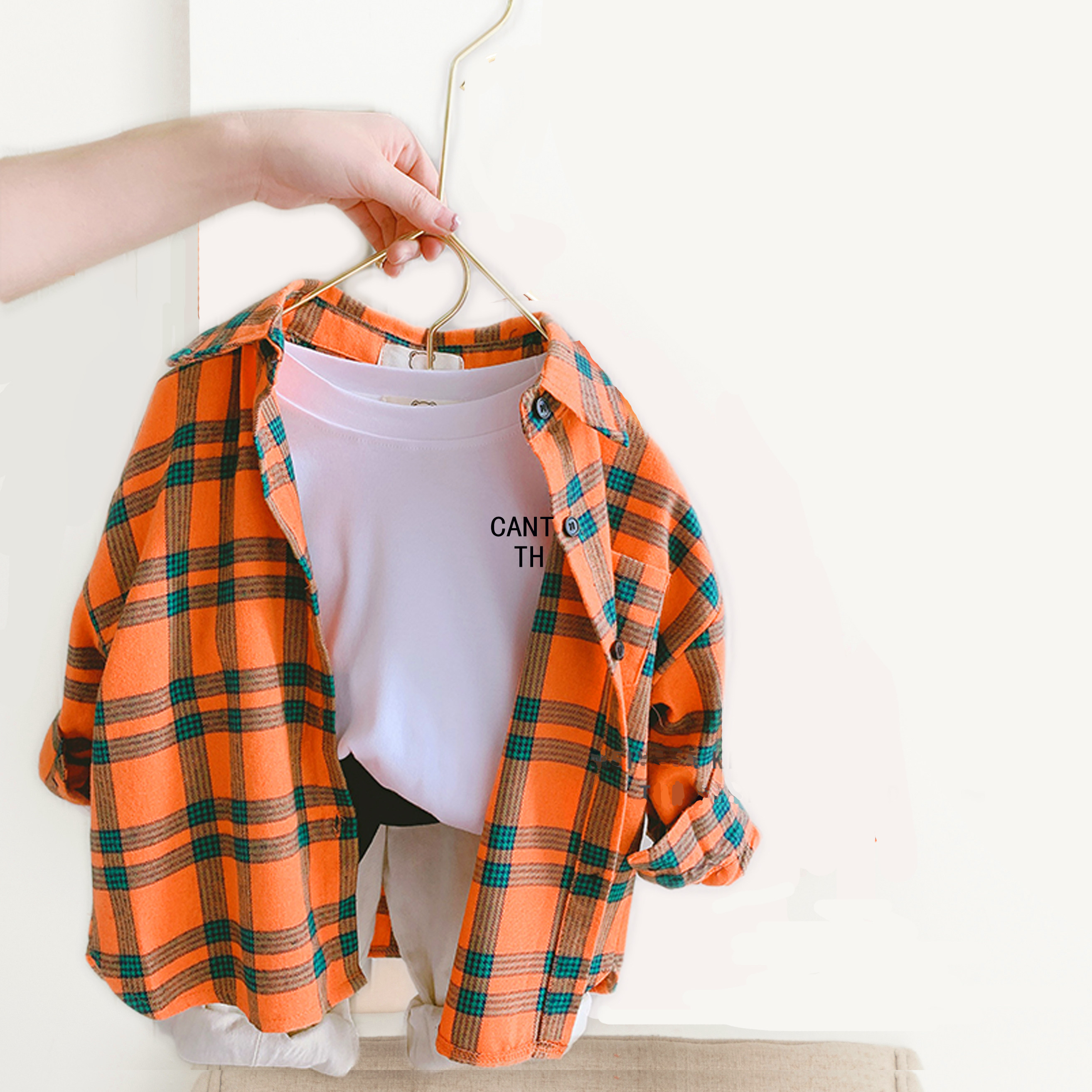Children Shirt Spring Autumn Long Sleeve Boy Girl Girl Plaid Shirt Fall Pure Cotton Blouse Baby Boy Clothing Korean Version of the Ocean