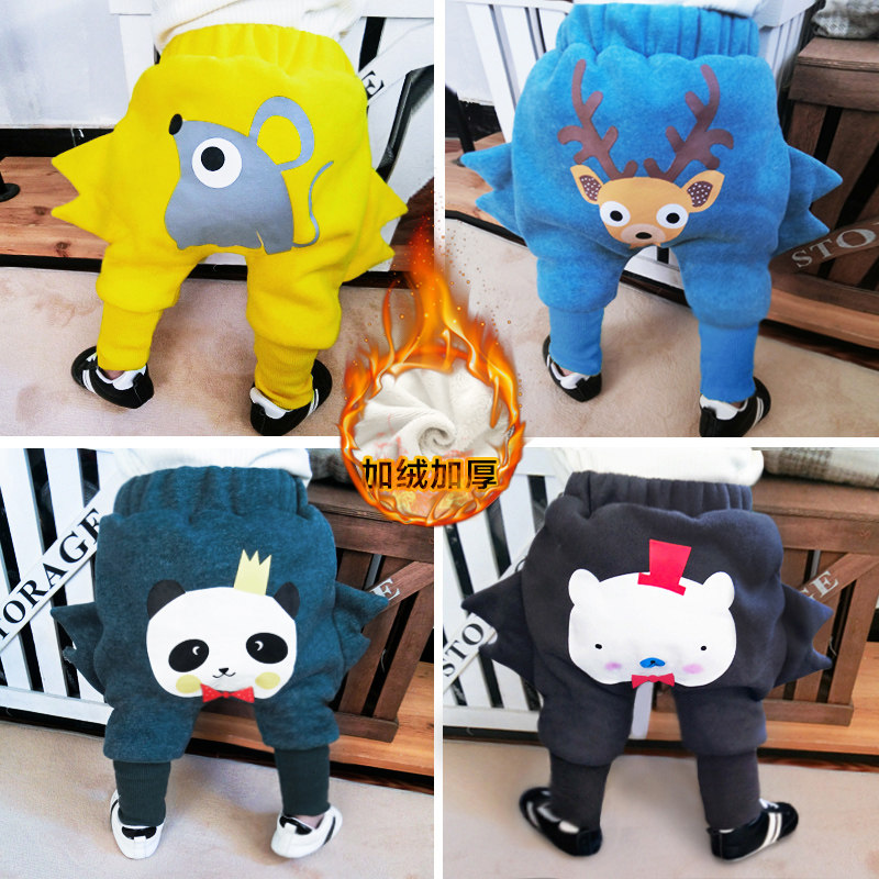 Baby Pants Autumn Winter Big Fart Pants Boy Girl Harun Pants Plus Suede Thickened Warm Pants Baby Pp Pants Winter Clothing 