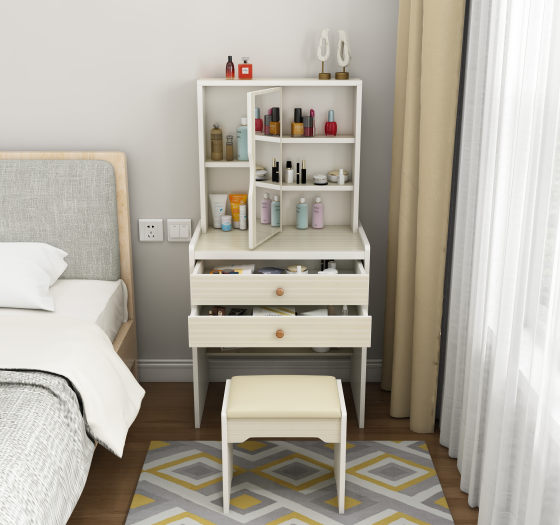 Trendy Dressing Table with Integrated Storage Cabinet, Economical Bedroom Makeup Table, Modern Minimalist Small Dressing Table