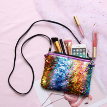 European and American mermaid sequin single shoulder bag student bright sheet Pens Bag Detachable single shoulder Envelope Bag Makeup Bag