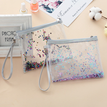 New PVC Makeup Bag Lady Transparent Sequins Makeup Packs Ins Teen Waterproof Wash Toiletries Transparent Bag