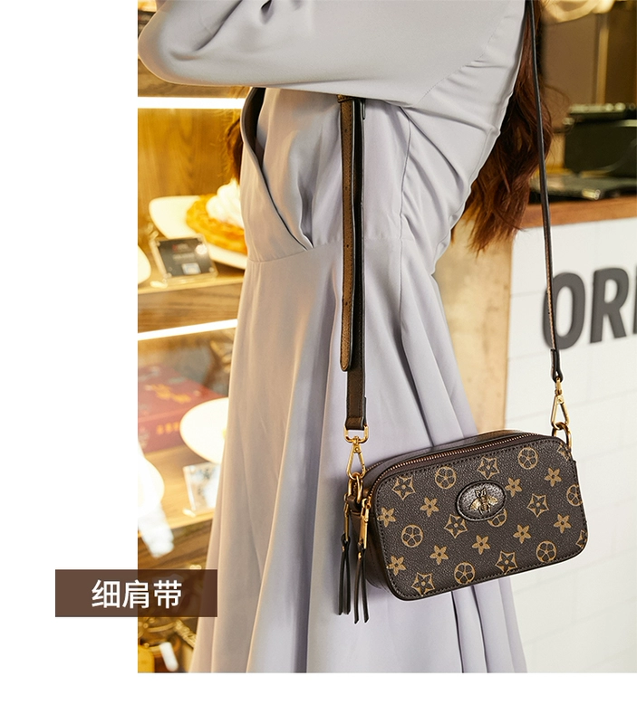 Túi nhỏ nữ 2019 thời trang mới retro ong nữ túi nhỏ vuông vuông họa tiết không khí hoang dã vai đơn Messenger - Túi xách nữ