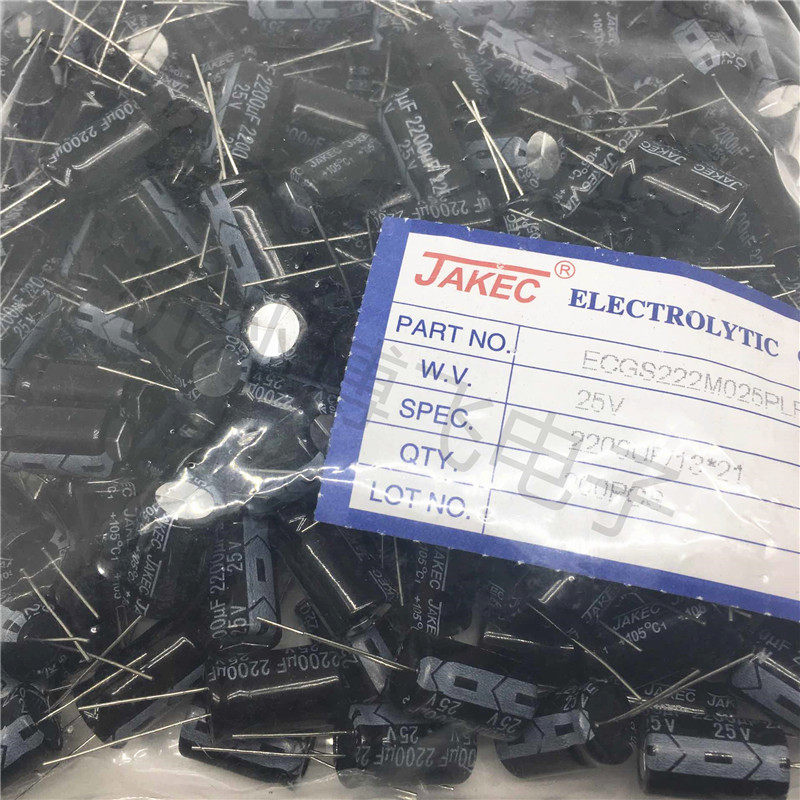 JAKEC brand new aluminum electrolytic capacitor 2200UF 25V volume 13 * 21mm pack of 200 only = RMB58