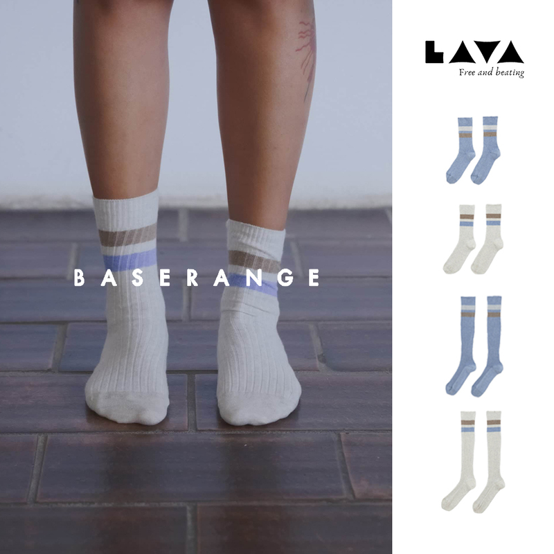 Lava｜Baserange Socks Race Mid-High Tube Socks Ribbed Organic Cotton Over-The-Knee Long Socks Spring and Summer