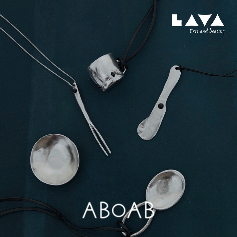 Aboab X Dontouch Collaboration Necklace Accessory Platinum Black Onyx Dining Table Long Necklace Fork Tray