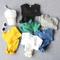 Spring and autumn new multi-color home clothes boys and girls baby long-sleeved T-shirt extended pants 2-piece trendy childrens suit