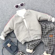 Chaodiong 3 color plus velvet baseball uniform Spring and Autumn new children Air cotton plus velvet jacket zipper shirt top 100