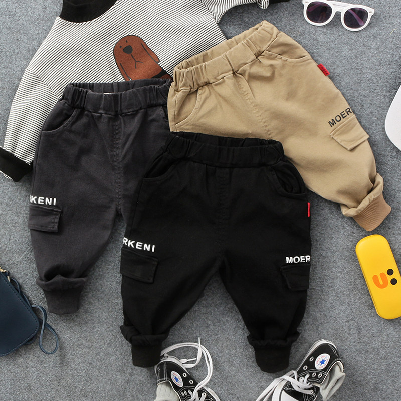 Autumn new children's Korean version of three-color children's clothing pants Boys and girls casual pants baby sports closed pants tide