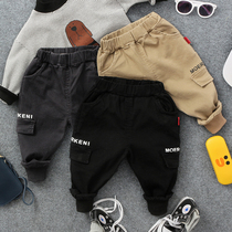 Autumn new childrens Korean three-color childrens clothing pants Boys and girls casual pants baby sports closed pants trend