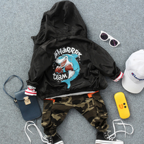 Spring and Autumn New Childrens Childrens Wear Coat Boys Big Shark Hooded Jacket Baby Joker Long Sleeve Top Tide