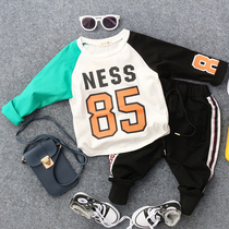 Spring and autumn new childrens digital 85 printed long-sleeved T-shirt boys and girls baby raglan sleeve bottoming shirt top