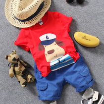 2021 summer new children red cartoon puppy captain short sleeve T-shirt boys and girls baby cotton half sleeve