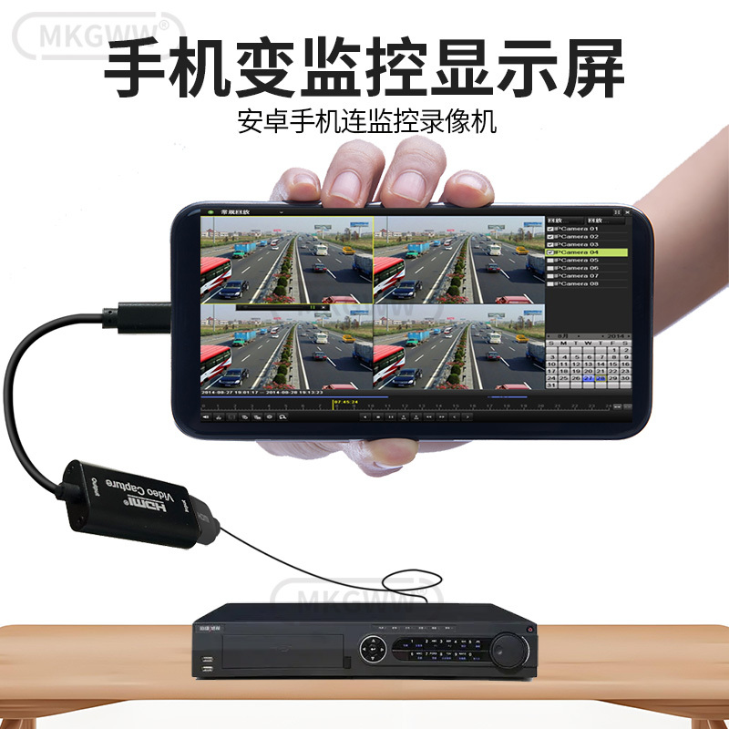 Mobile Phone Becomes a Surveillance Monitor Connected to a Video Recorder, Computer Host, HDMI to Type-C Conversion Cable, High-Definition 1080P