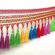 Ethnic style color hanging ears curtain craft lace truck decoration lace pendant wide edge lob row long tassel