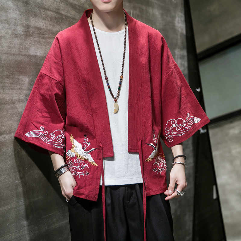 Men's Taoist robe men's Chinese style Zhongshan dress Tang costume Hanfu men's antique style men's vintage youth summer coat tide
