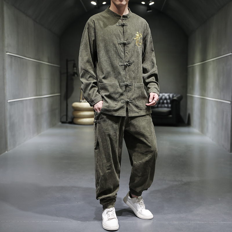 Купить Мужское вельветовое ретро ханьфу для мальчиков, китайский стиль ...