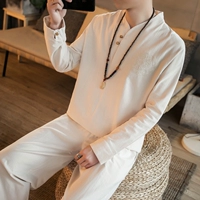 Phong cách Trung Quốc Hanfu nam thanh niên phù hợp với phong cách cổ xưa trang phục nam quốc gia cotton và lanh lỏng Trung Quốc trang phục nam quần tây nam