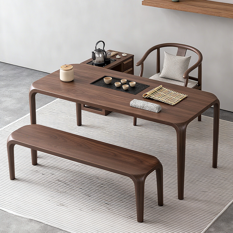 Walnut Balcony Tea Table and Chair Set, Tea Table, Tea Room, High-End Zen Style, Small Apartment, Home Office Tea Brewing Station Walnut Balcony Tea Table and Chair Set, Tea Table, Tea Room, High-End Zen Style, Small Apartment, Home Office Tea Brewing Station