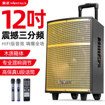 Jinzheng N10-1 outdoor high-power three-frequency square dance audio portable Bluetooth charging rod speaker Portable heavy subwoofer with wireless microphone Outdoor K song elimination original sound player