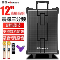 Jinzheng N1 square dance audio mobile rod speaker outdoor KTV with portable wireless microphone k song 12 inch home professional singing and dancing Bluetooth high-power volume heavy subwoofer performance