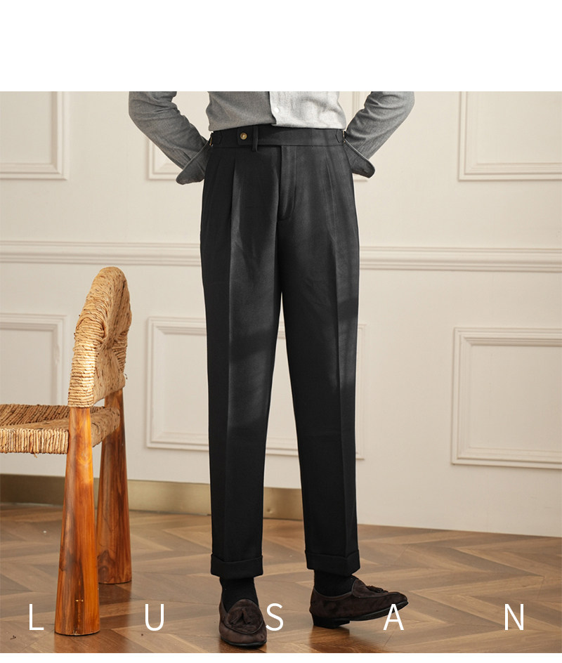 Männer Pendler All-match Neapel Hohe Taille Micro Gerade Casual Hosen Retro Herbst Business Hosen – Detail 35