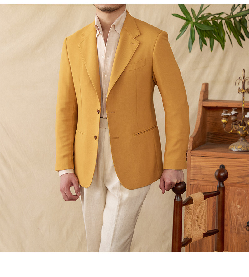 Hirsch Sanxian Business-Stil Entspannung nicht bügeln Leinen Tencel gemischt Fischgräten muster Anzug Jacke Herren Freizeit anzug trendy – Detail 35