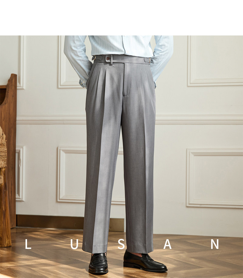 Business-Pendler All-Match-Freizeit hose mit weitem Bein, atmungsaktive, nicht bügelnde, britische, lockere Western hose mit hoher Taille für Männer – Detail 21