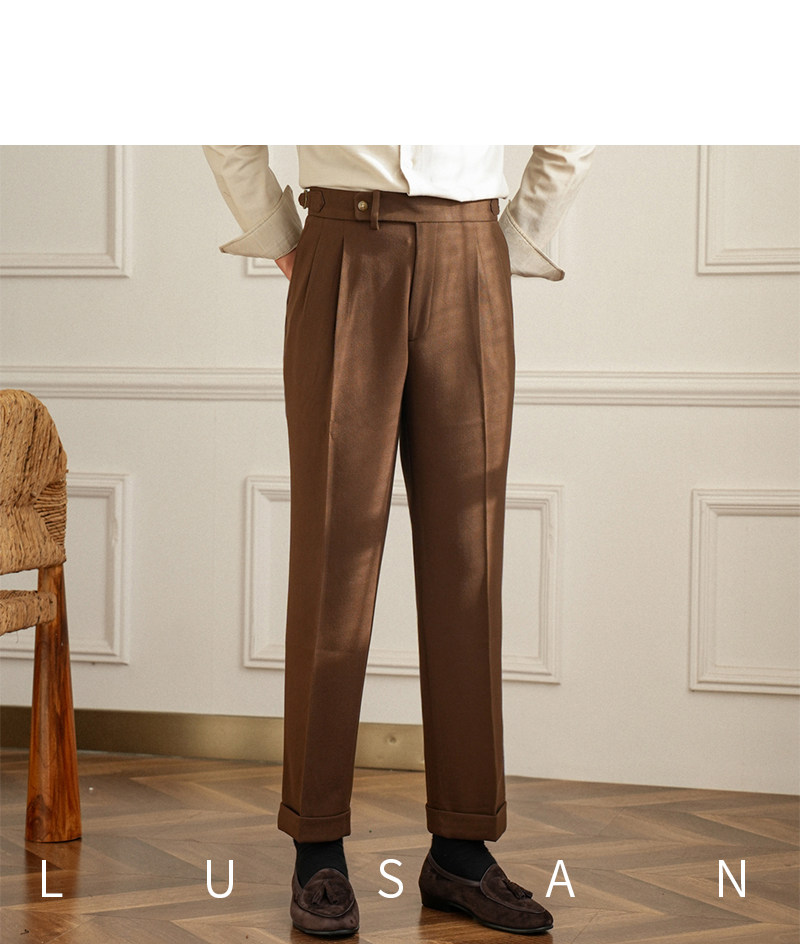 Männer Pendler All-match Neapel Hohe Taille Micro Gerade Casual Hosen Retro Herbst Business Hosen – Detail 21