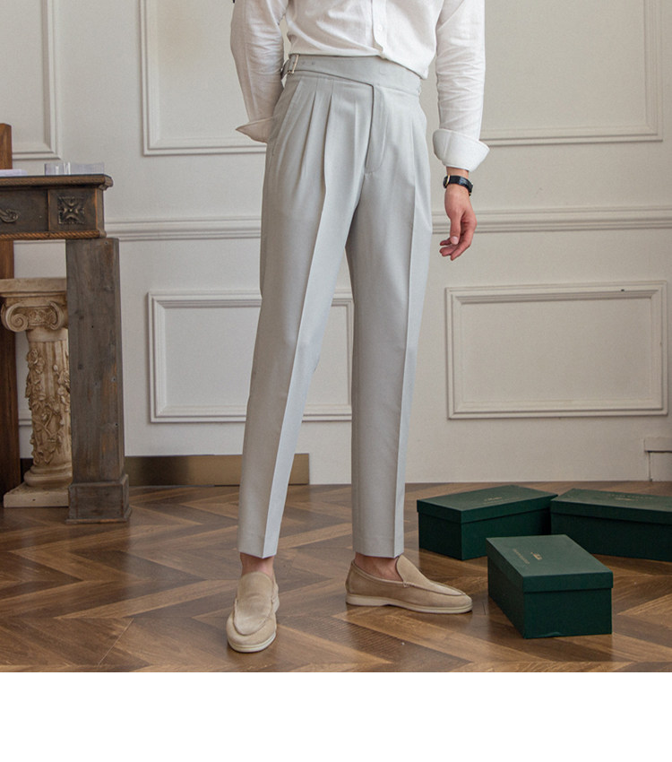 Men's Gurkha Pants High Waist Straight Retro Naples Trousers