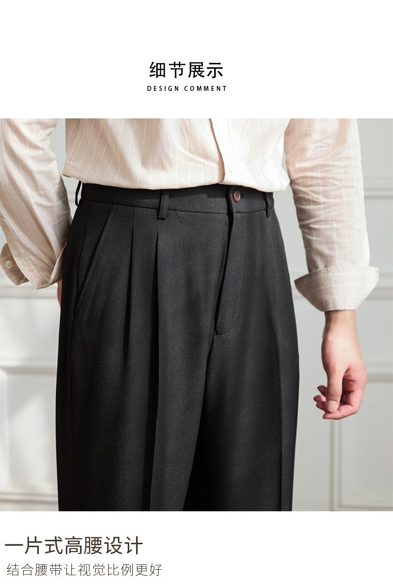 Vintage doppelt plissierte breite Bein nicht bügeln drapierte Freizeit hose Business Pendler atmungsaktive hohe Taille trend ige Herren hose – Detail 12