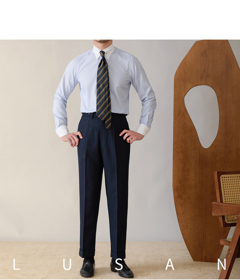 Italienisches Business-Hemd mit farblich passendem Pinhole-Kragen, bügelfrei, gestreift, langärmelig, britisches Slim-Fit-Pendlerhemd für Herren – Detail 35