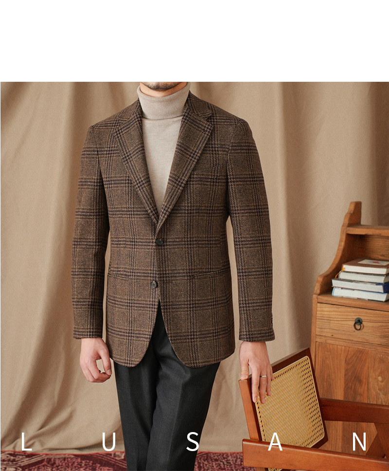 Mr. Lu San 50 % Wolle Prince Ge Coffee Retro-Anzug Herbst/Winter Italienischer Gentry Warm High-Setting-Anzug Herren – Detail 27