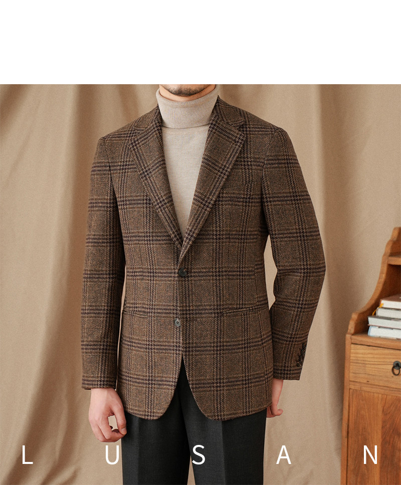 Mr. Lu San 50 % Wolle Prince Ge Coffee Retro-Anzug Herbst/Winter Italienischer Gentry Warm High-Setting-Anzug Herren – Detail 25