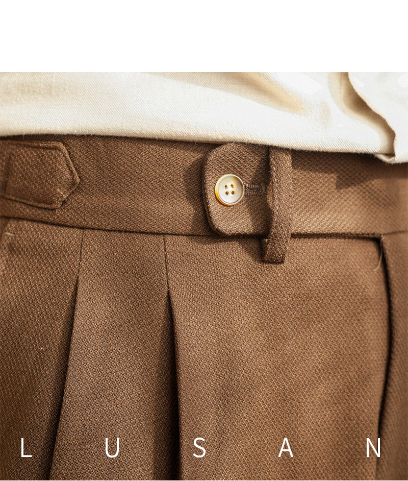 Männer Pendler All-match Neapel Hohe Taille Micro Gerade Casual Hosen Retro Herbst Business Hosen – Detail 18