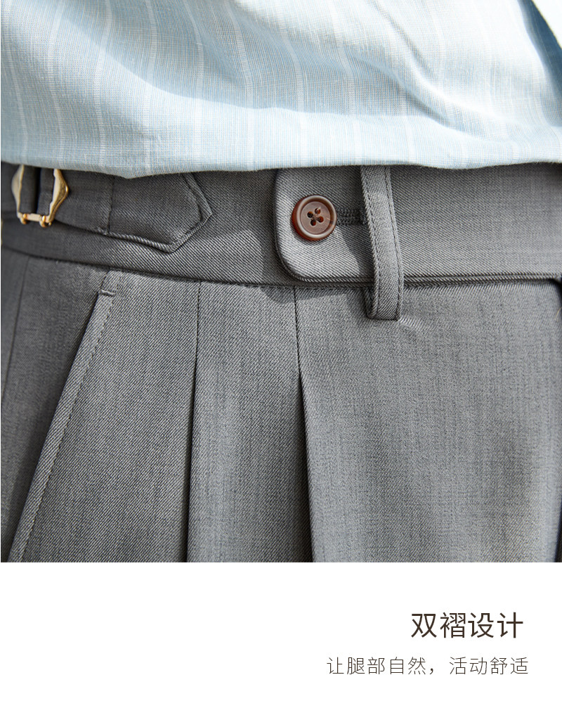 Business-Pendler All-Match-Freizeit hose mit weitem Bein, atmungsaktive, nicht bügelnde, britische, lockere Western hose mit hoher Taille für Männer – Detail 15