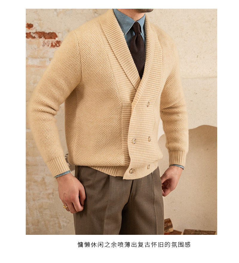 Mr. deer drei gestrickte Mantel Schal kragen Zweireiher Pullover warme Herbst und Winter Wolle Strickjacke Retro modische Jacke – Detail 37