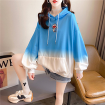 2021 Spring and Autumn Han pregnant women wear a gradient color change cartoon with cap jacket woman relaxed leisure suit