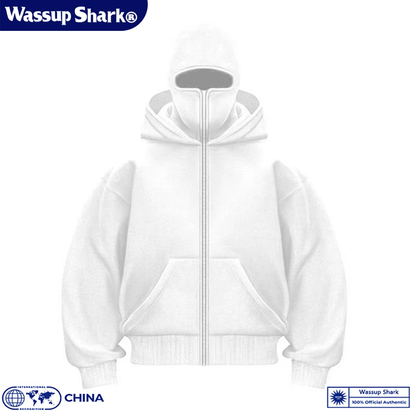 Wassup Shark американская двойная худи-бандитская толстовка для мужчин осень-зима, чистая посадка, куртка с капюшоном, ветрозащитная