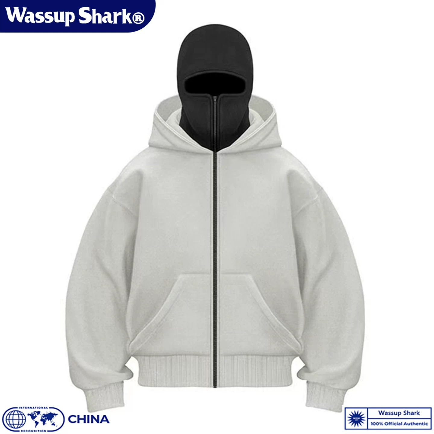 Wassup Shark американская двойная худи-бандитская толстовка для мужчин осень-зима, чистая посадка, куртка с капюшоном, ветрозащитная