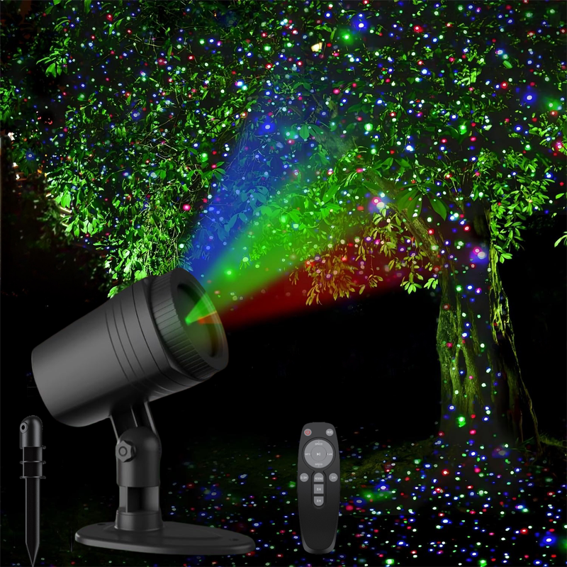 Outdoor Waterproof Dynamic Firefly Laser Projector Light for Courtyard Lawn Red, Green and Blue Starry Sky Atmosphere Laser Light