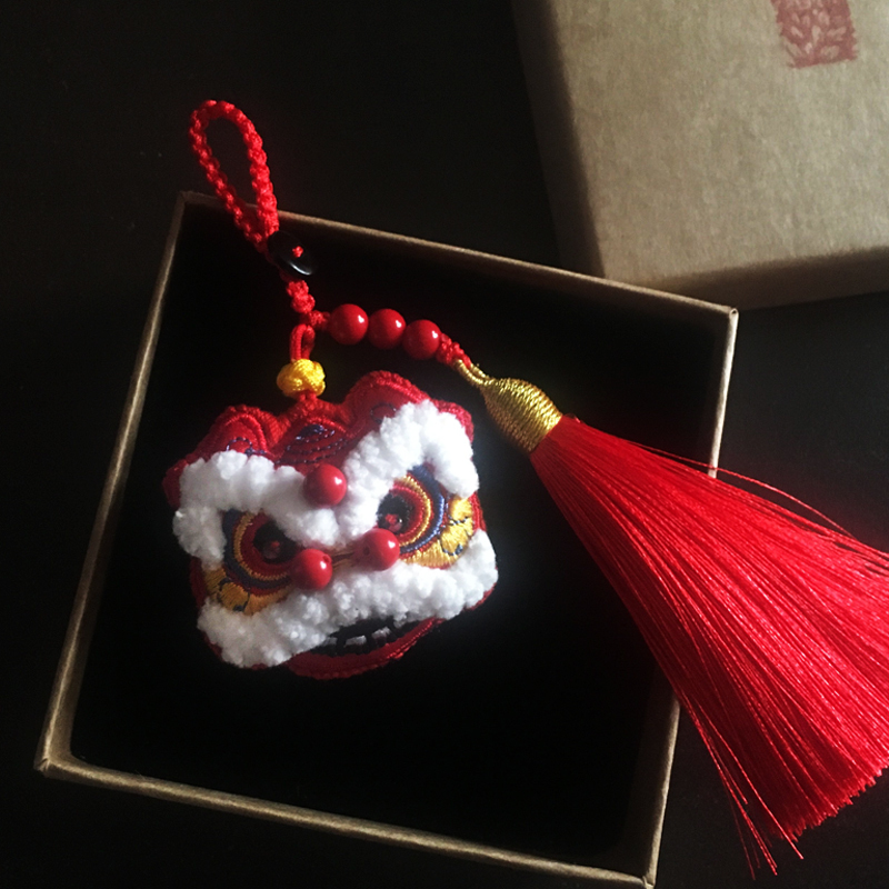 Year of the Tiger Pin Lion Dance Keychain Finished Product, Couple's Retro Chinese Style Lion Head National Trend Pendant Bag Decoration Year of the Tiger Pin Lion Dance Keychain Finished Product, Couple's Retro Chinese Style Lion Head National Trend Pendant Bag Decoration